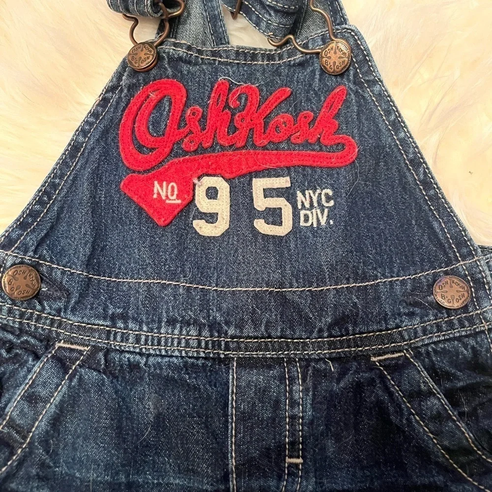 OshKosh B'gosh Kids Denim Overalls - Blue logo 12 mths